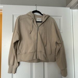 Abercrombie & Fitch Relaxed soft zip up - cream/beige size small